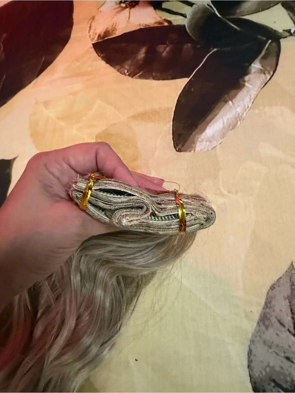 Blonde gray wavy hair extensions